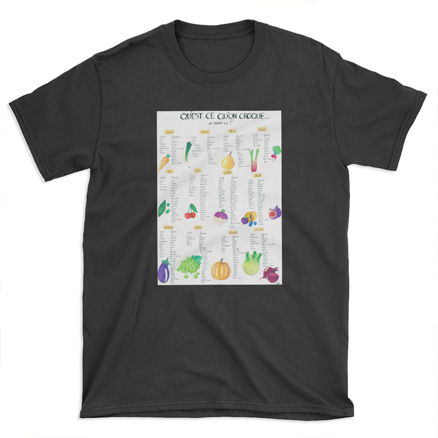 Calendar seasonal fruit and vegetables T-shirt Tee