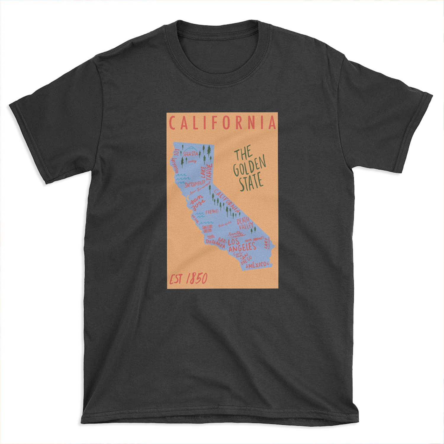California State Map T-shirt Tee