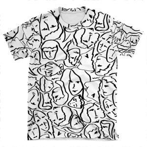 Call Me By Your Name Elios Shirt Faces In Black Outlines On White Cmbyn AOP T-shirt Tee