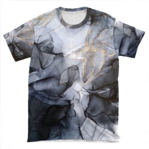 Calm But Dramatic Light Monochromatic Black & Grey Abstract AOP T-shirt Tee