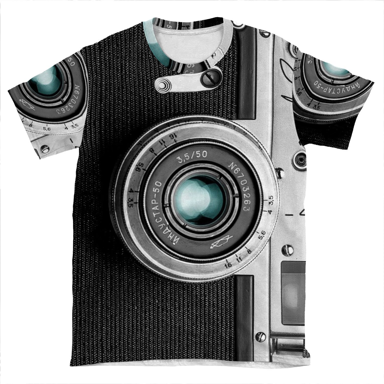 Camera With Blue Lens For Funny Photographer Gift AOP T-shirt Tee