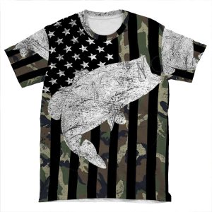 Camouflage Flag Bass Fishing Angler 2 AOP T-shirt Tee