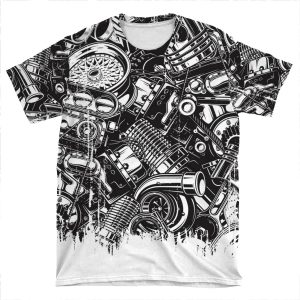 Car Parts Collage Car Enthusiast AOP T-shirt Tee