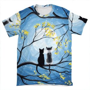 Cats Full Moon AOP T-shirt Tee