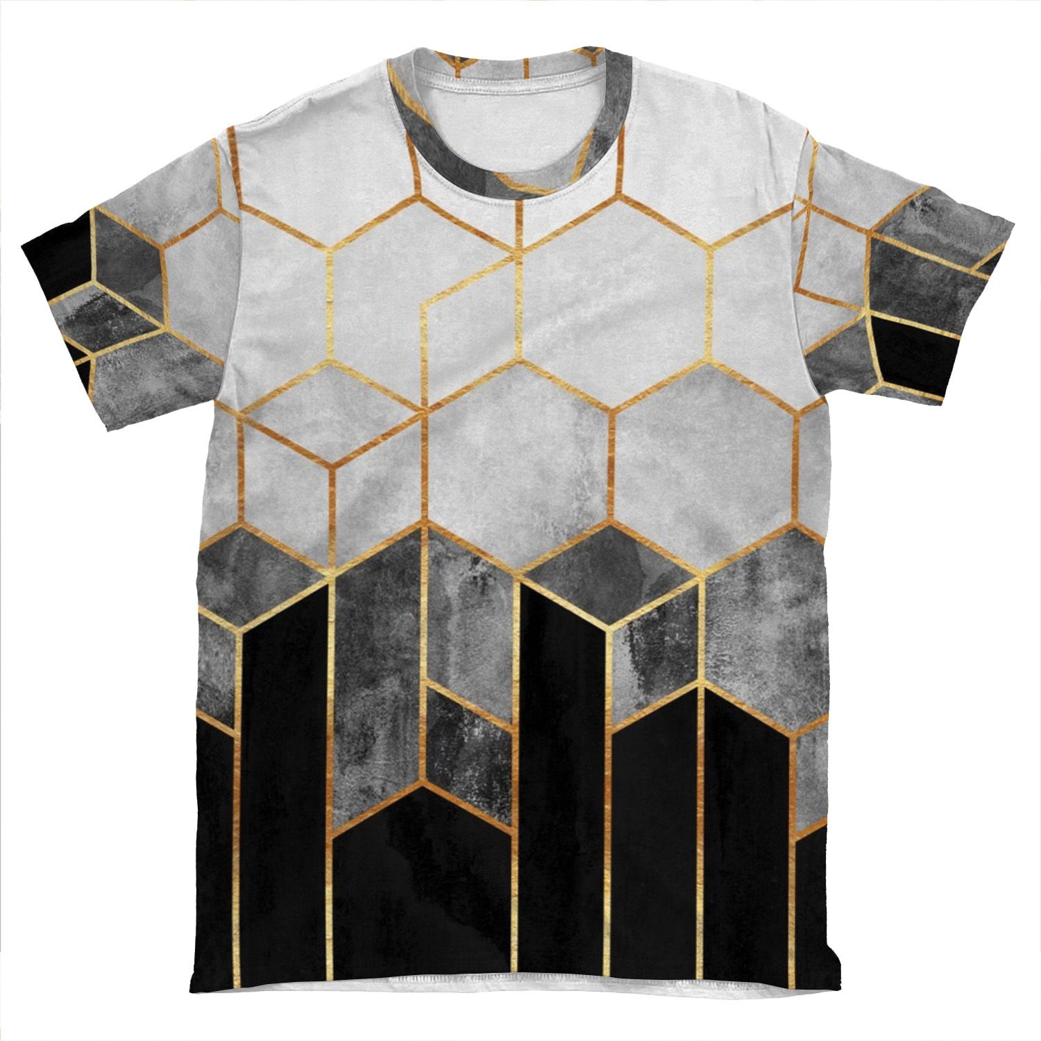 Charcoal Hexagons AOP T-shirt Tee