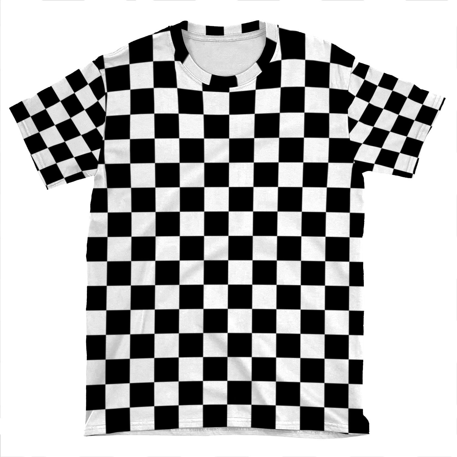Check Pattern. Checkered Pattern. Black And White Check Pattern. Checkerboard. Chessboard. AOP T-shirt Tee