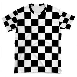 Checkered Black And White AOP T-shirt Tee