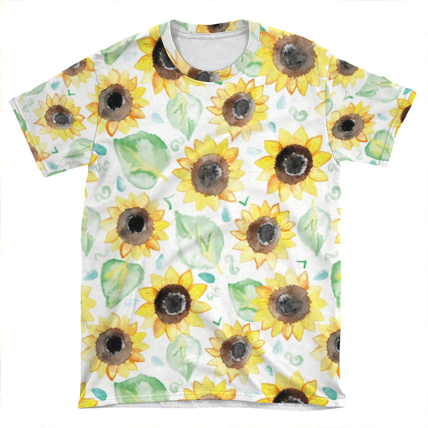 Cheerful Watercolor Sunflowers AOP T-shirt Tee