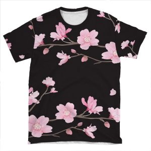 Cherry Blossom - Black AOP T-shirt Tee