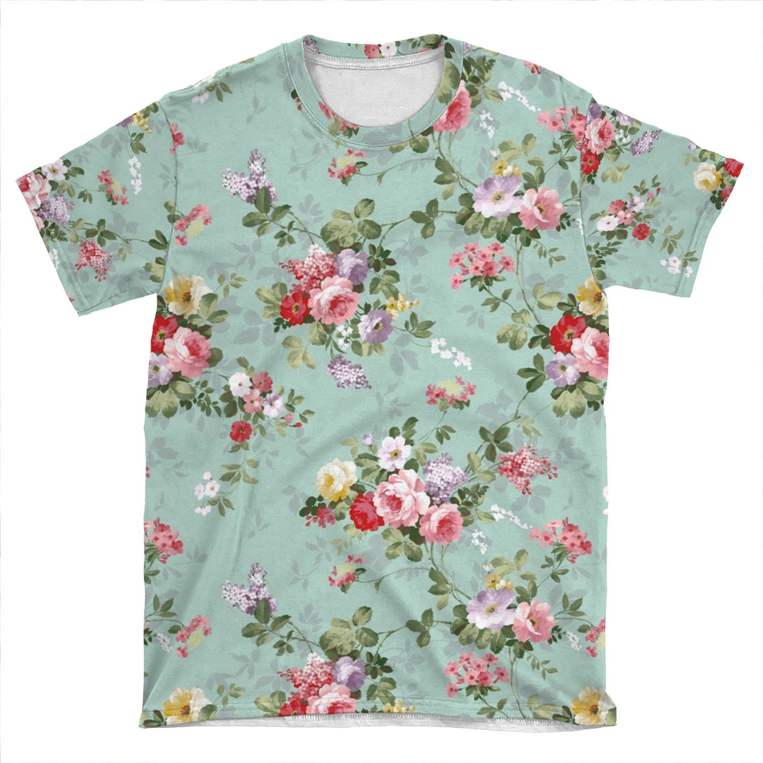 Chic Elegant Pink Roses Beautiful Flowers Pattern AOP T-shirt Tee