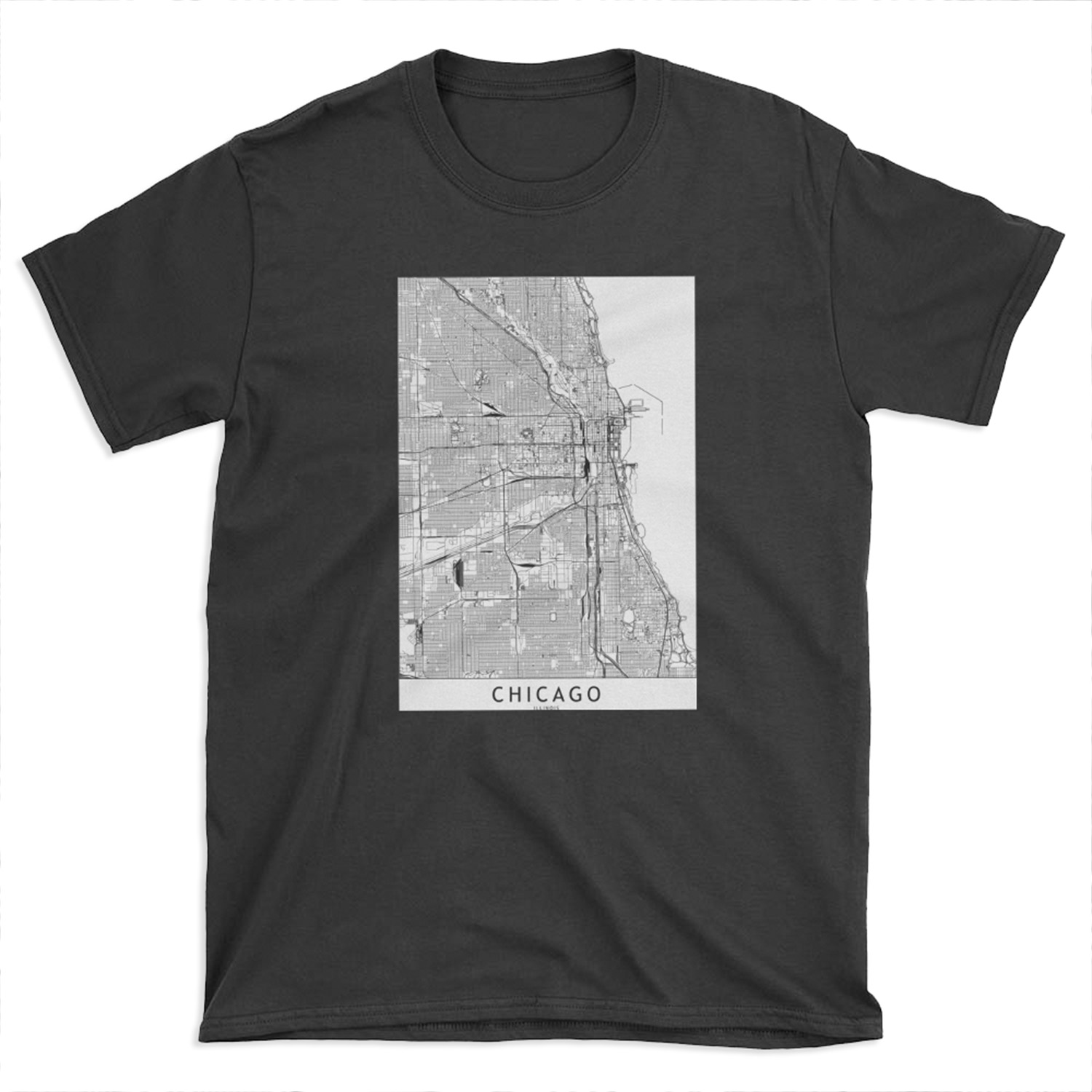 Chicago White Map T-shirt Tee