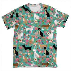 Chihuahua Dog Breed Floral Pet Gifts Perfect Present For Chihuahuas Pure Breed AOP T-shirt Tee