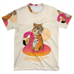 Chillin, Flamingo Tiger AOP T-shirt Tee