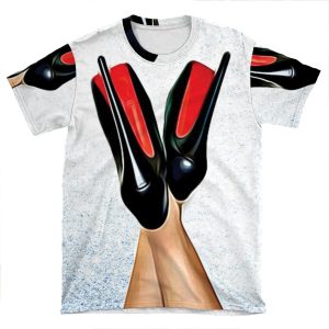 Christian Louboutin Sexy High Heel Red Bottoms Heels Up AOP T-shirt Tee