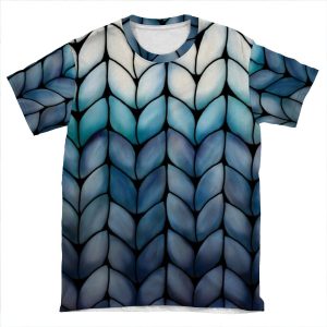 Chunky Ocean Blue Knit AOP T-shirt Tee