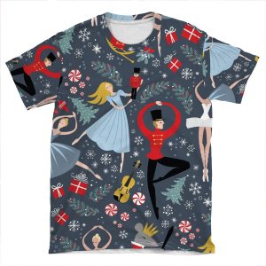 Clara's Nutcracker Ballet Repeat By Robin Pickens AOP T-shirt Tee
