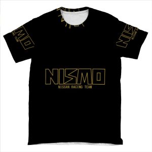 Classic Gold And Black Nismo Nissan Racing Team Logo AOP T-shirt Tee