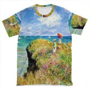 Claude Monet - Walk On The Cliff At Pourville AOP T-shirt Tee