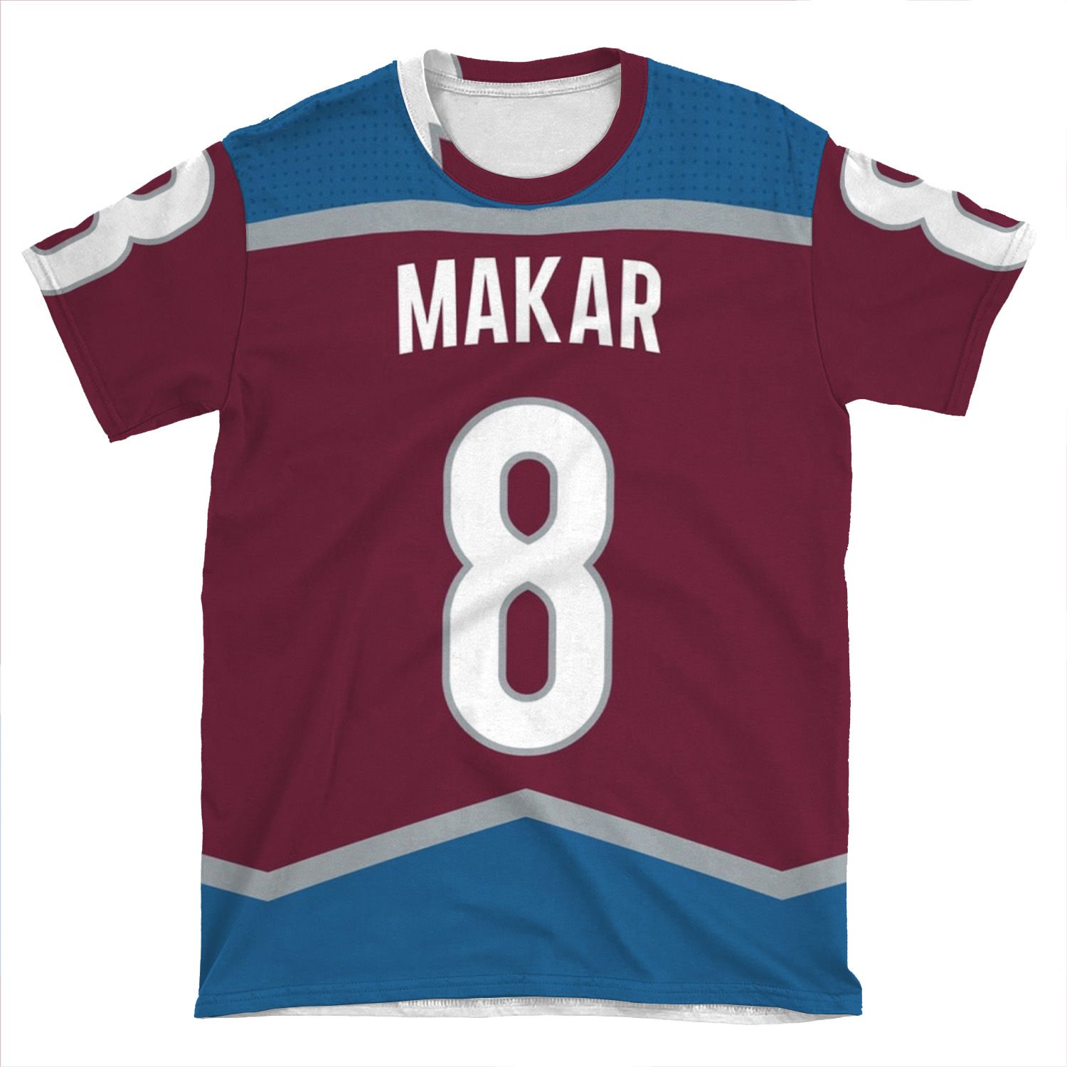 Colorado Avalanche Cale Makar Home Jersey Back Phone AOP T-shirt Tee