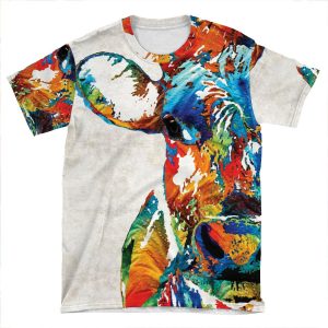 Colorful Cow Art - Mootown - By Sharon Cummings AOP T-shirt Tee