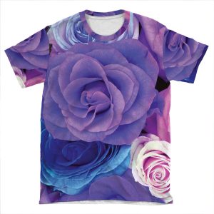 Colorful Roses Collage-Cool Tones AOP T-shirt Tee