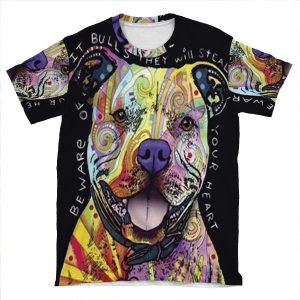 Colourful Pit Bulls/ Pitbull Lover AOP T-shirt Tee