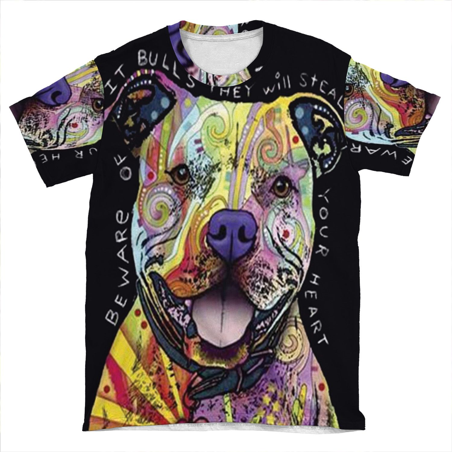 Colourful Pit Bulls/ Pitbull Lover AOP T-shirt Tee