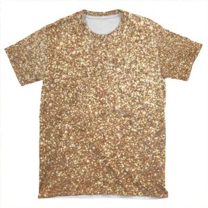 Copper Rose Gold Metallic Glitter AOP T-shirt Tee