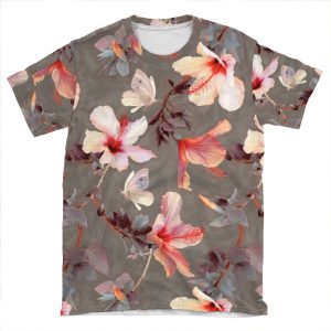 Coral Hibiscus AOP T-shirt Tee