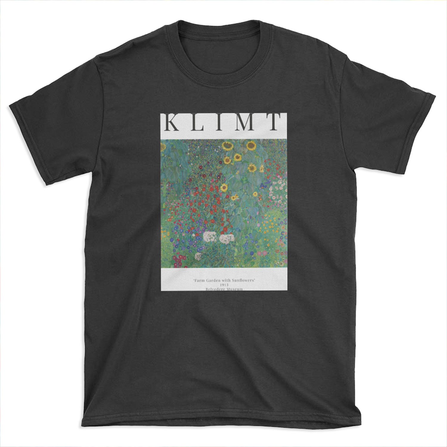 Cottage Garden With Sunflowers - Gustav Klimt - Exhibition T-shirt Tee