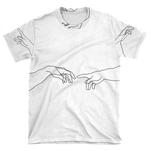 Creation Of Adam Minimal Drawing AOP T-shirt Tee