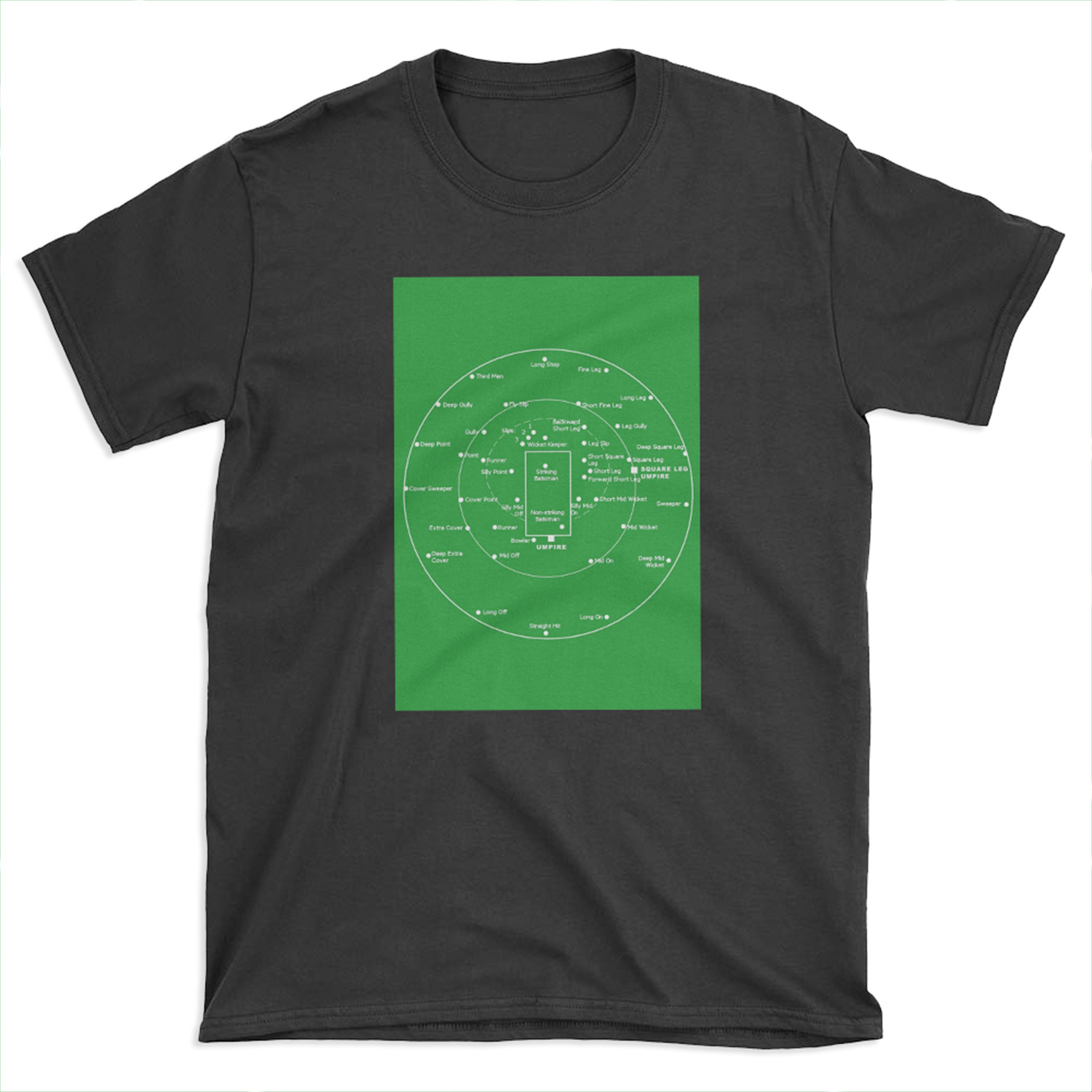CRICKET PITCH POSITIONS- Fielding Positions Diagram T-shirt Tee