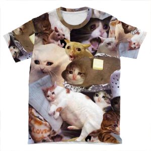 Crying Cat Memes AOP T-shirt Tee