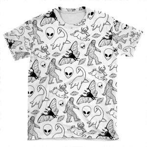Cryptid Pattern (White Background) AOP T-shirt Tee