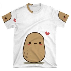Cute Potato In Love AOP T-shirt Tee