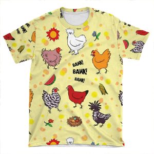 Cute Seamless Chickens Pattern Cartoon AOP T-shirt Tee