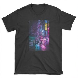 Cyberpunk Anime Aesthetic in Tokyo Japan T-shirt Tee