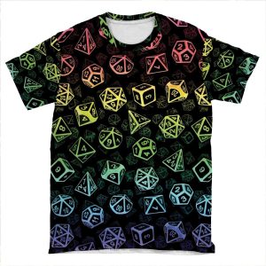 D20 Dice Set Pattern (Rainbow) AOP T-shirt Tee
