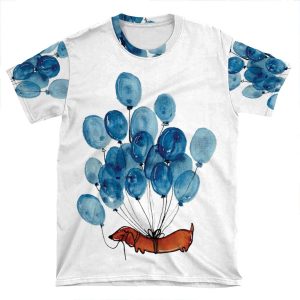 Dachshund Dog And Balloons AOP T-shirt Tee