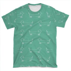 Dachshund Silhouette In Aqua AOP T-shirt Tee