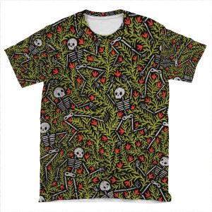 Dancing Skeletons Pattern AOP T-shirt Tee