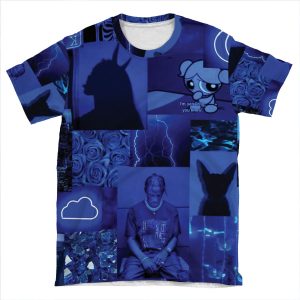 Dark Blue Aesthetic Collage AOP T-shirt Tee