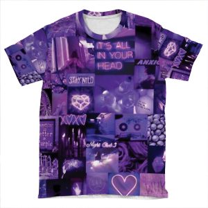 Dark Purple Collage AOP T-shirt Tee
