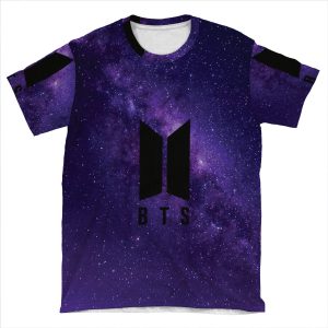 Dark Purple Galaxy Bts Logo AOP T-shirt Tee