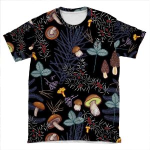 Dark Wild Forest Mushrooms AOP T-shirt Tee