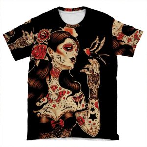 Day Of The Dead Art, Day Of The Dead Picture ,Dia De Los Muertos AOP T-shirt Tee