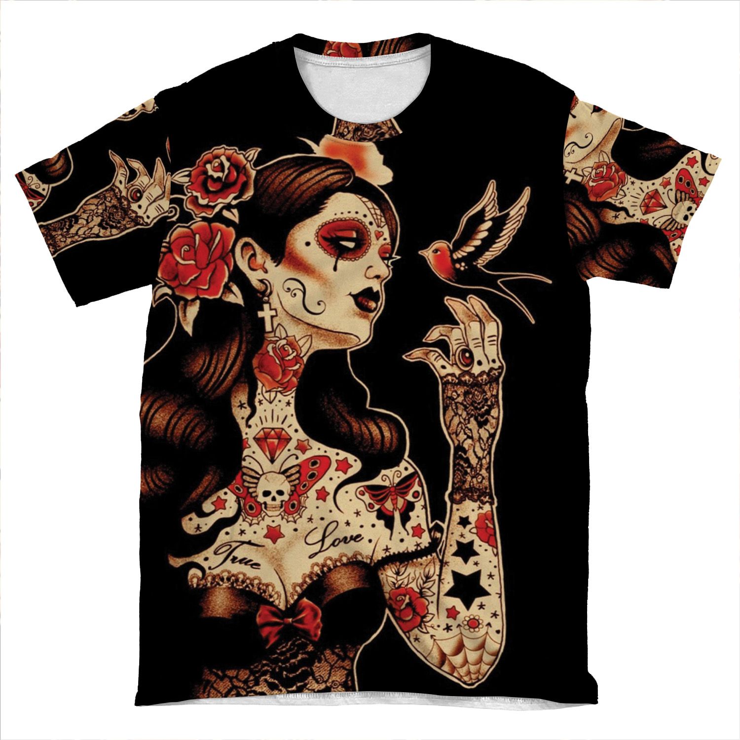 Day Of The Dead Art, Day Of The Dead Picture ,Dia De Los Muertos AOP T-shirt Tee