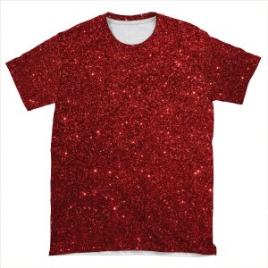 Deep Red Sparkly Valentine Sweetheart Glitter AOP T-shirt Tee