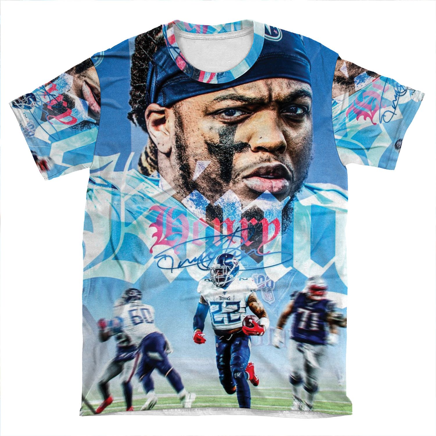 Derrick Henry Tennessee Sports Art AOP T-shirt Tee