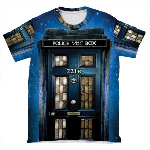 Detective Phone Box With 221B Number AOP T-shirt Tee